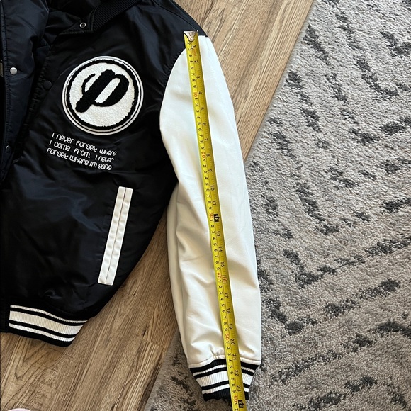 NEW! Zara Black and White Varsity Jacket with Hoodie - Picture 11 of 12